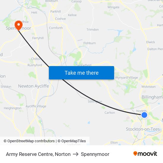 Army Reserve Centre, Norton to Spennymoor map