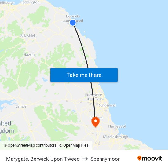 Marygate, Berwick-Upon-Tweed to Spennymoor map