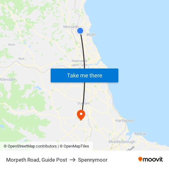 Morpeth Road, Guide Post to Spennymoor map