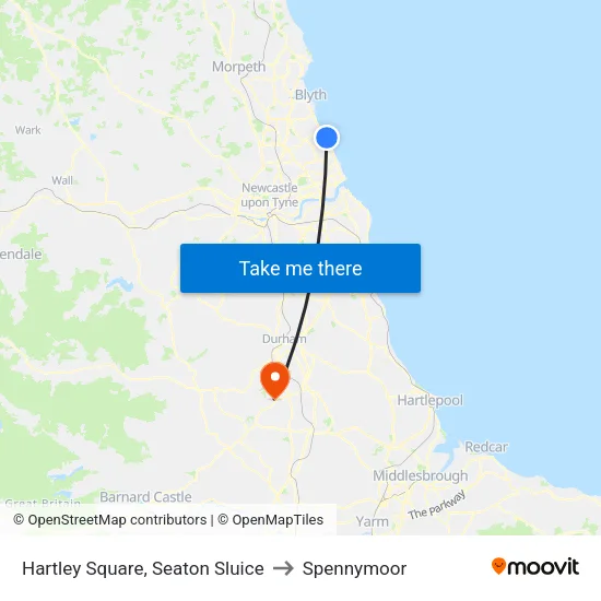 Hartley Square, Seaton Sluice to Spennymoor map