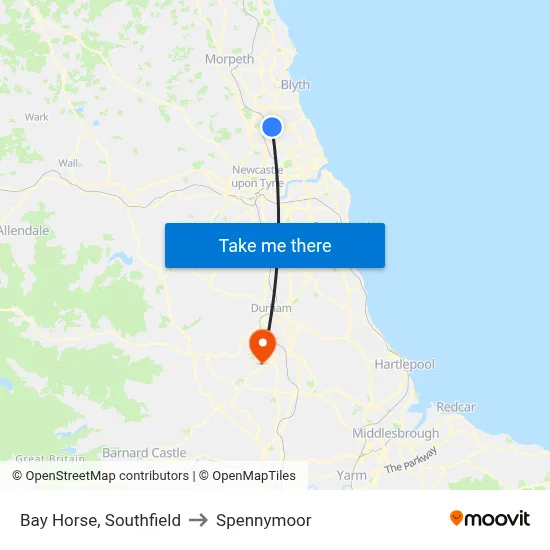 Bay Horse, Southfield to Spennymoor map