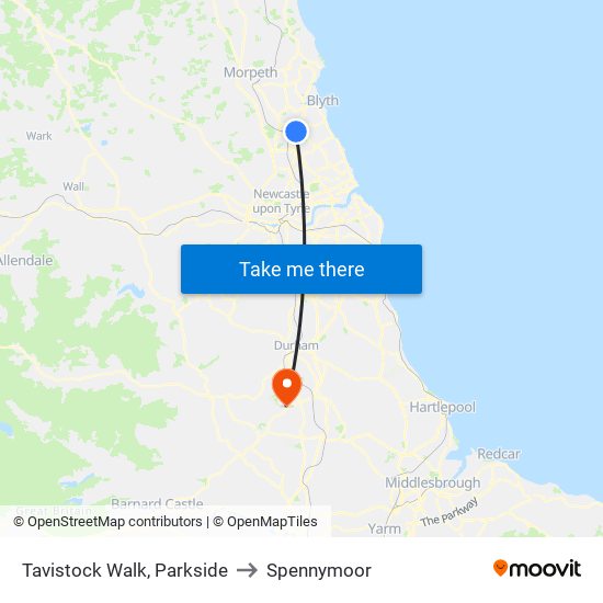 Tavistock Walk, Parkside to Spennymoor map