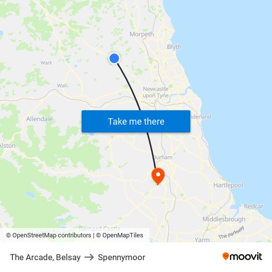 The Arcade, Belsay to Spennymoor map