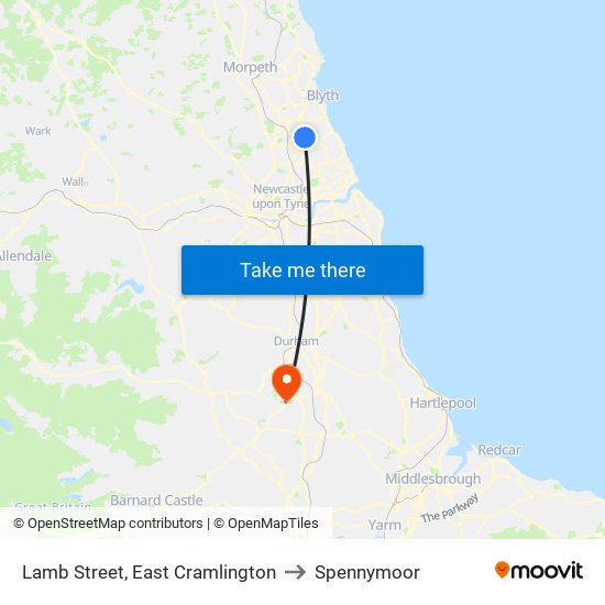 Lamb Street, East Cramlington to Spennymoor map