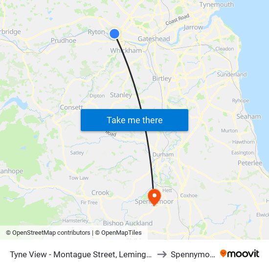 Tyne View - Montague Street, Lemington to Spennymoor map