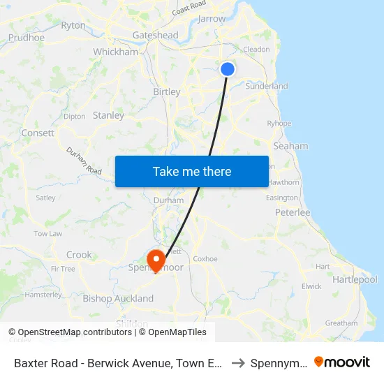 Baxter Road - Berwick Avenue, Town End Farm to Spennymoor map