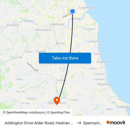 Addington Drive-Alder Road, Hadrian Park to Spennymoor map