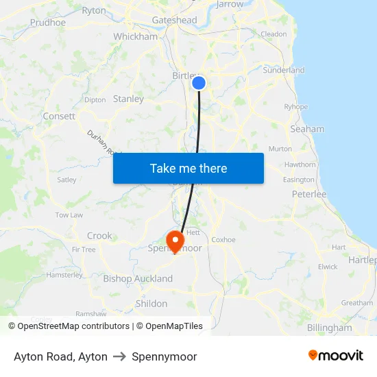 Ayton Road, Ayton to Spennymoor map