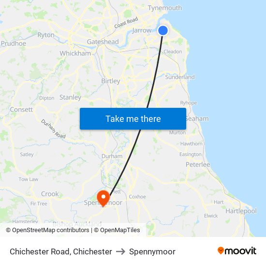 Chichester Road, Chichester to Spennymoor map