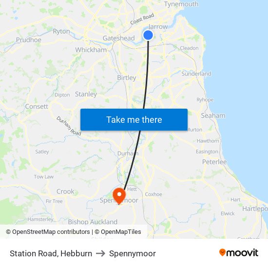 Station Road, Hebburn to Spennymoor map