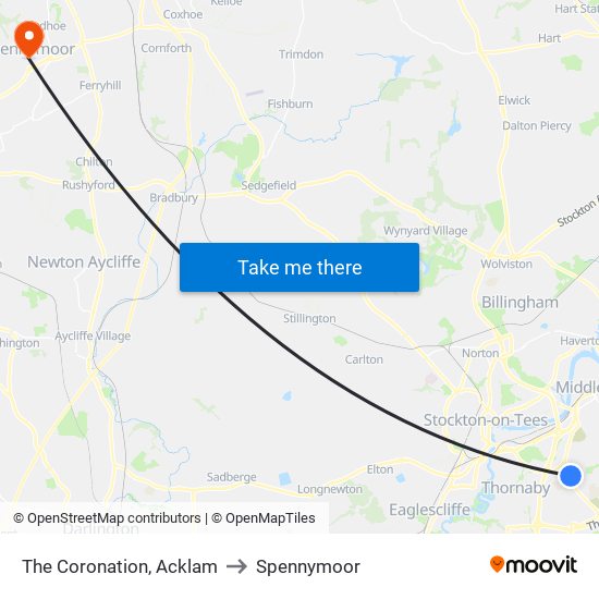 The Coronation, Acklam to Spennymoor map