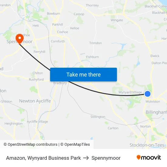Amazon, Wynyard Business Park to Spennymoor map
