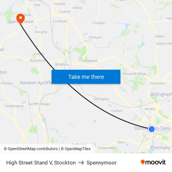 High Street Stand V, Stockton to Spennymoor map