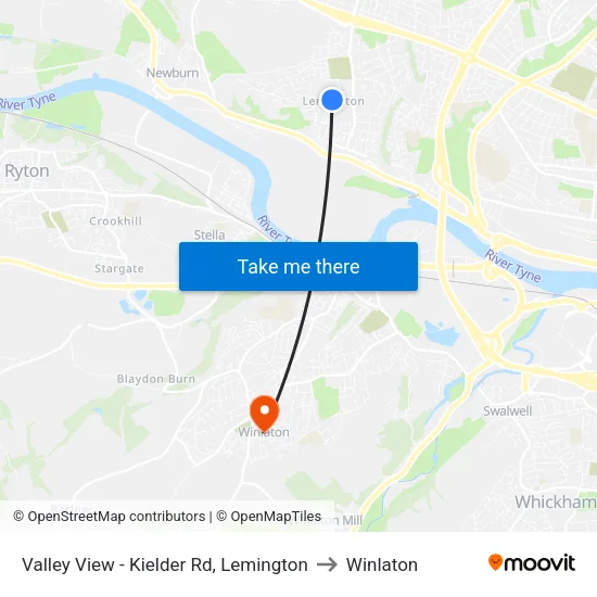 Valley View - Kielder Rd, Lemington to Winlaton map