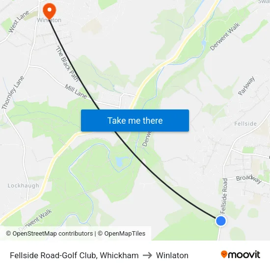 Fellside Road-Golf Club, Whickham to Winlaton map