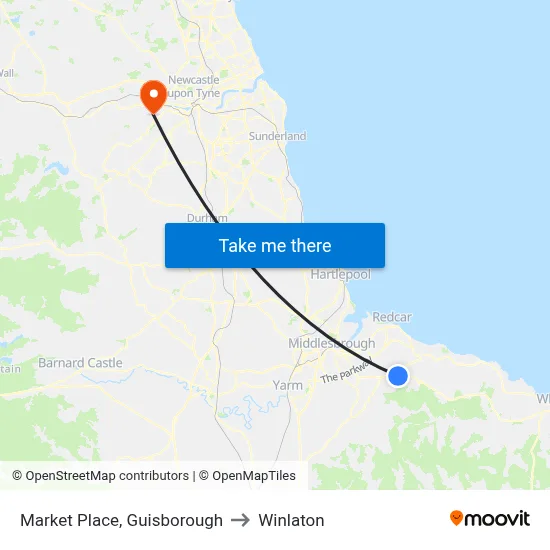 Market Place, Guisborough to Winlaton map
