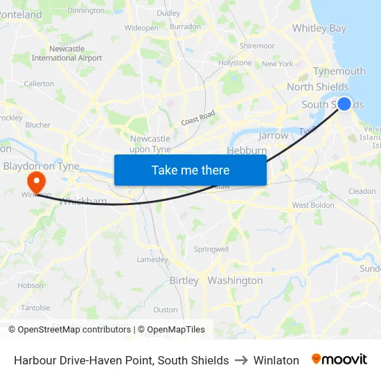 Harbour Drive-Haven Point, South Shields to Winlaton map