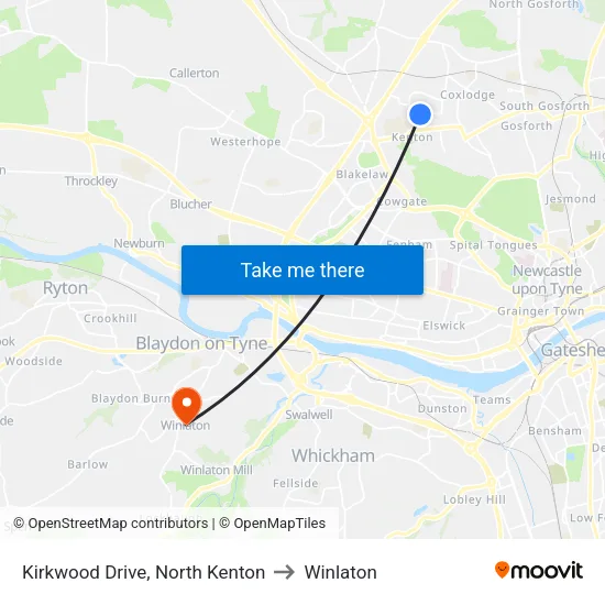 Kirkwood Drive, North Kenton to Winlaton map