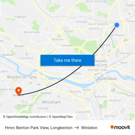Hmrc Benton Park View, Longbenton to Winlaton map
