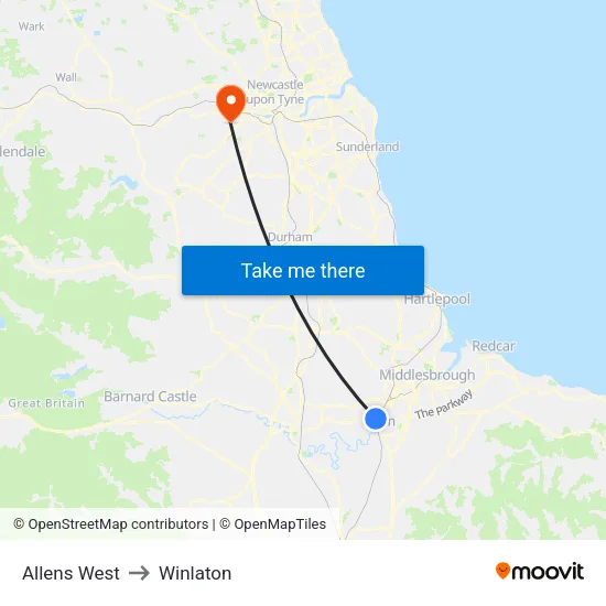 Allens West to Winlaton map