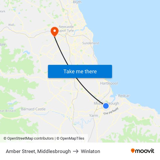 Amber Street, Middlesbrough to Winlaton map