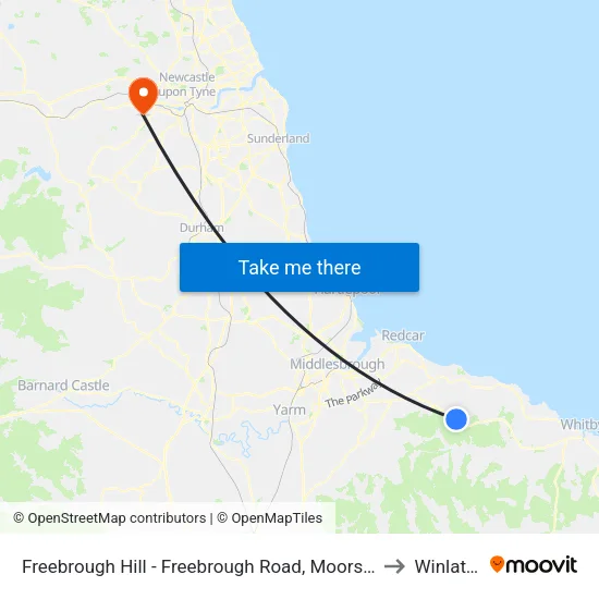 Freebrough Hill - Freebrough Road, Moorsholm to Winlaton map