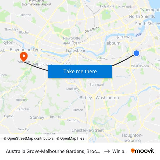 Australia Grove-Melbourne Gardens, Brockley Whins to Winlaton map