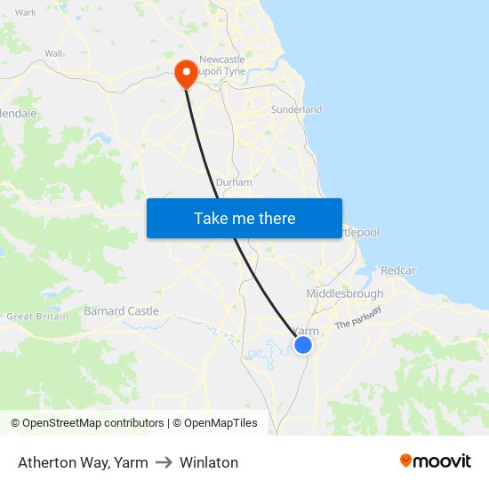 Atherton Way, Yarm to Winlaton map