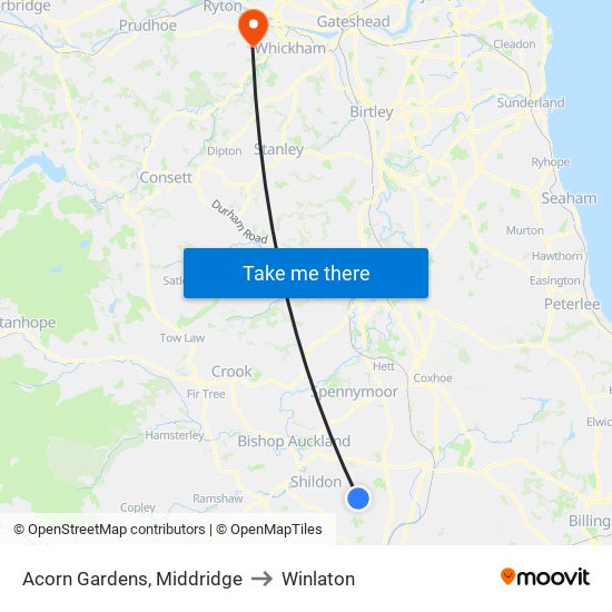 Acorn Gardens, Middridge to Winlaton map