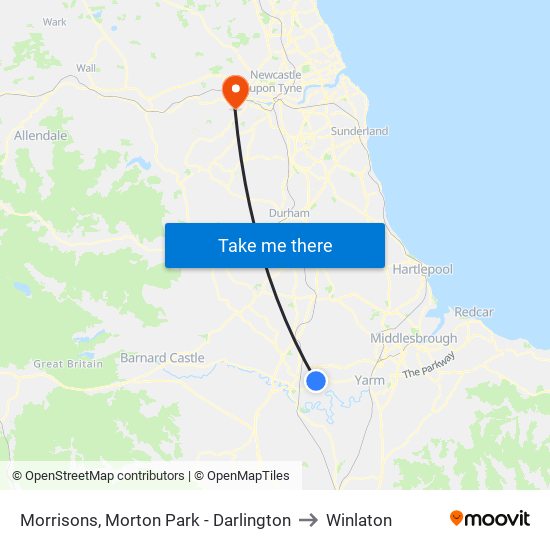 Morrisons, Morton Park - Darlington to Winlaton map