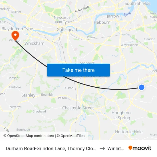 Durham Road-Grindon Lane, Thorney Close to Winlaton map