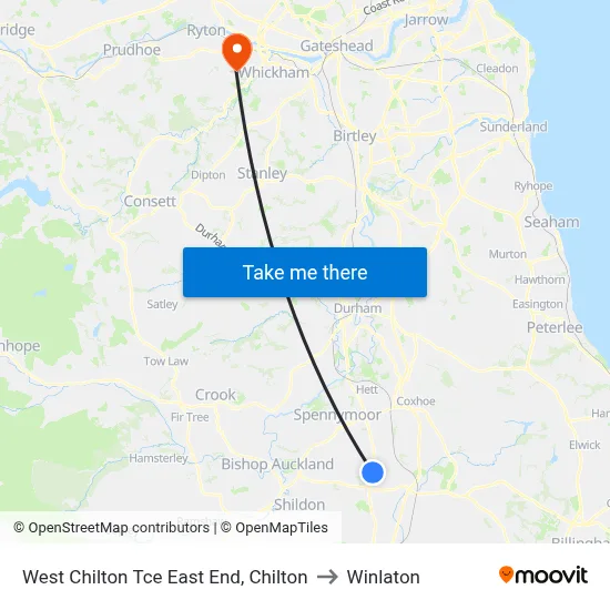 West Chilton Tce East End, Chilton to Winlaton map