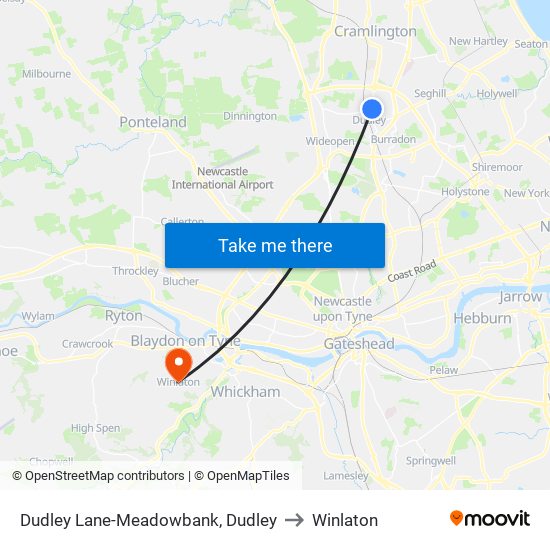 Dudley Lane-Meadowbank, Dudley to Winlaton map