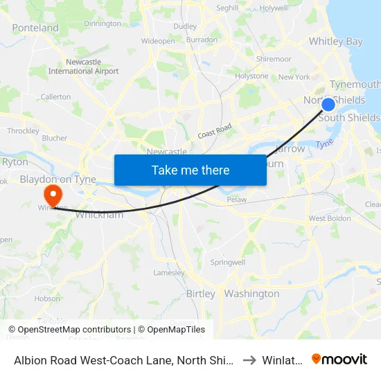 Albion Road West-Coach Lane, North Shields to Winlaton map