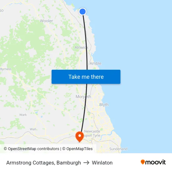 Armstrong Cottages, Bamburgh to Winlaton map