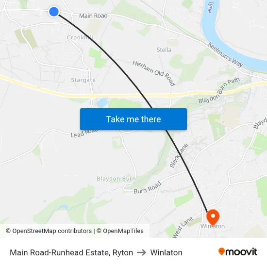 Main Road-Runhead Estate, Ryton to Winlaton map