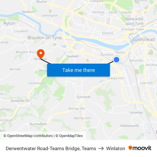 Derwentwater Road-Teams Bridge, Teams to Winlaton map