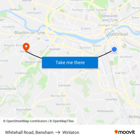 Whitehall Road, Bensham to Winlaton map