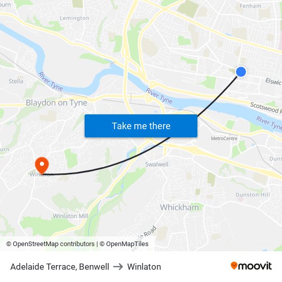 Adelaide Terrace, Benwell to Winlaton map