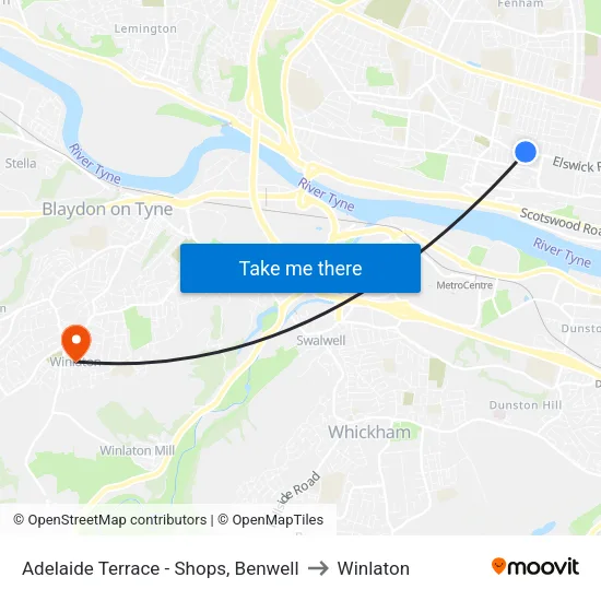 Adelaide Terrace - Shops, Benwell to Winlaton map