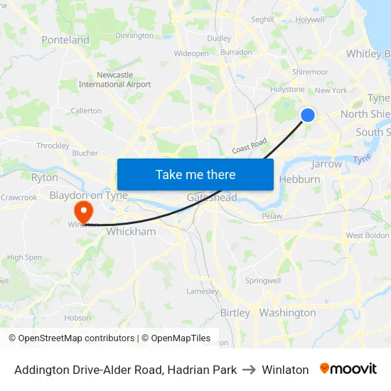 Addington Drive-Alder Road, Hadrian Park to Winlaton map