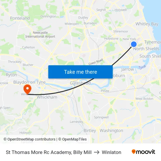 St Thomas More Rc Academy, Billy Mill to Winlaton map