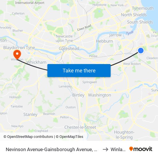 Nevinson Avenue-Gainsborough Avenue, Whiteleas to Winlaton map