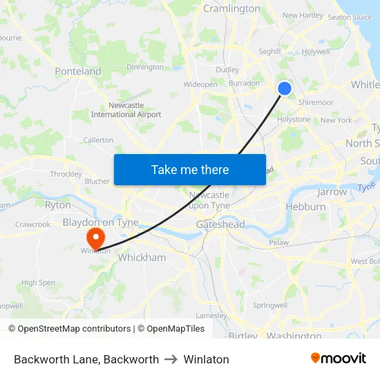 Backworth Lane, Backworth to Winlaton map
