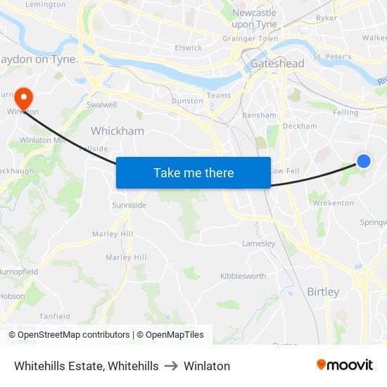 Whitehills Estate, Whitehills to Winlaton map