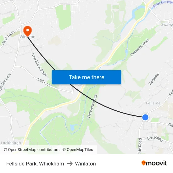 Fellside Park, Whickham to Winlaton map