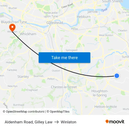 Aldenham Road, Gilley Law to Winlaton map