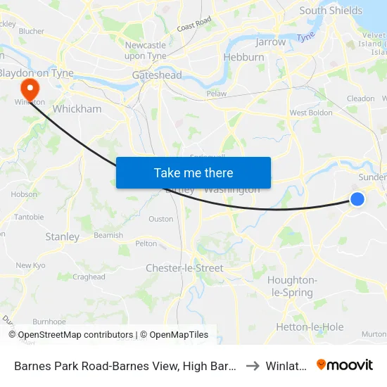 Barnes Park Road-Barnes View, High Barnes to Winlaton map
