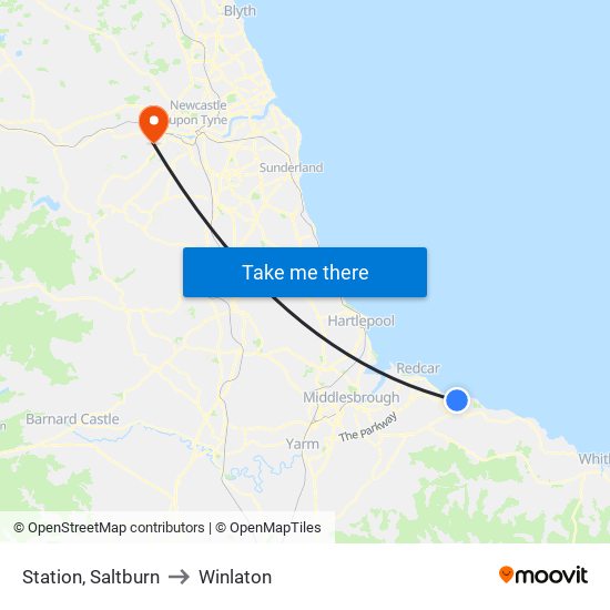 Station, Saltburn to Winlaton map