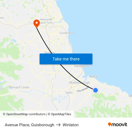 Avenue Place, Guisborough to Winlaton map